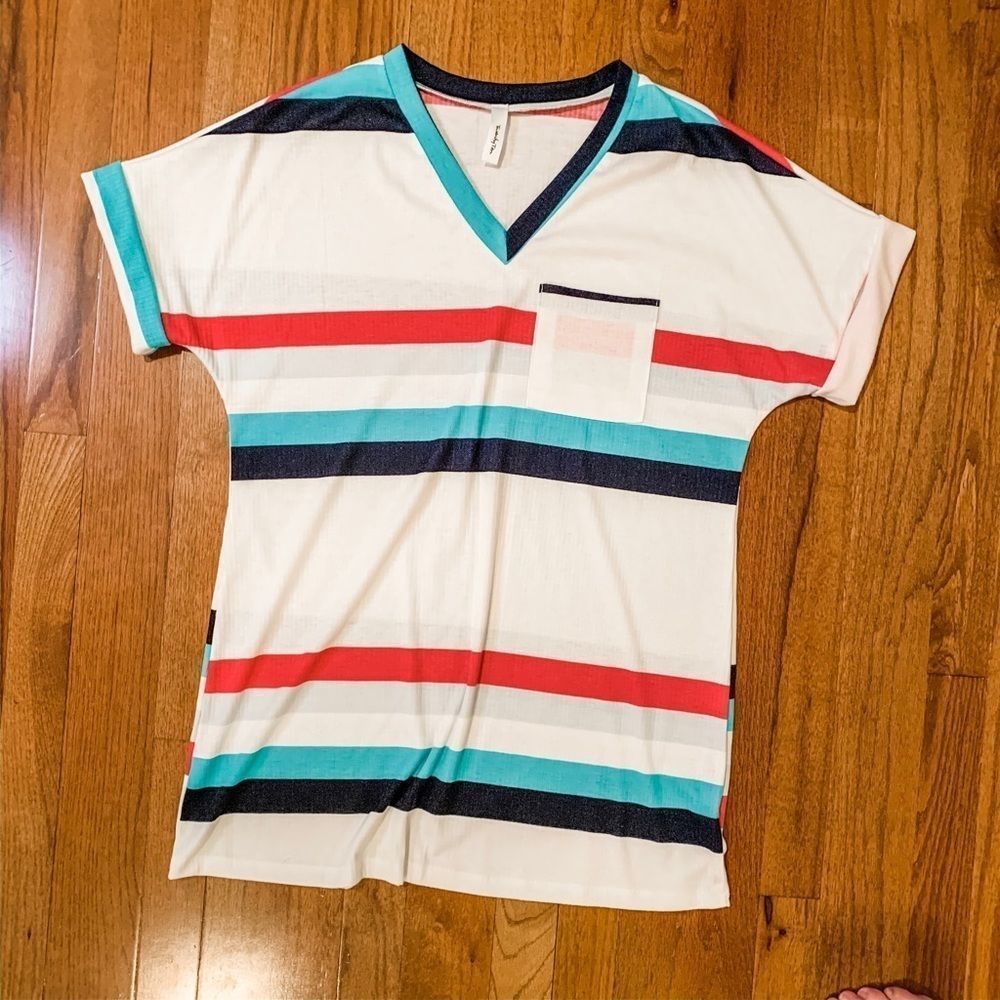 Twenty Ten Striped Short Sleeve Top Size M